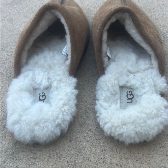 UGG Scuff Men\'s Chestnut Suede Wool Lined House Slippers Size 12 main image 3